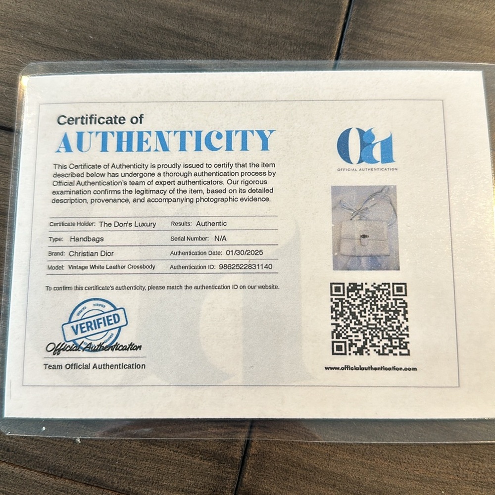 Authentic Christian Dior White Vintage Crossbody Bag Purse Leather w/ COA! - Picture 7 of 7